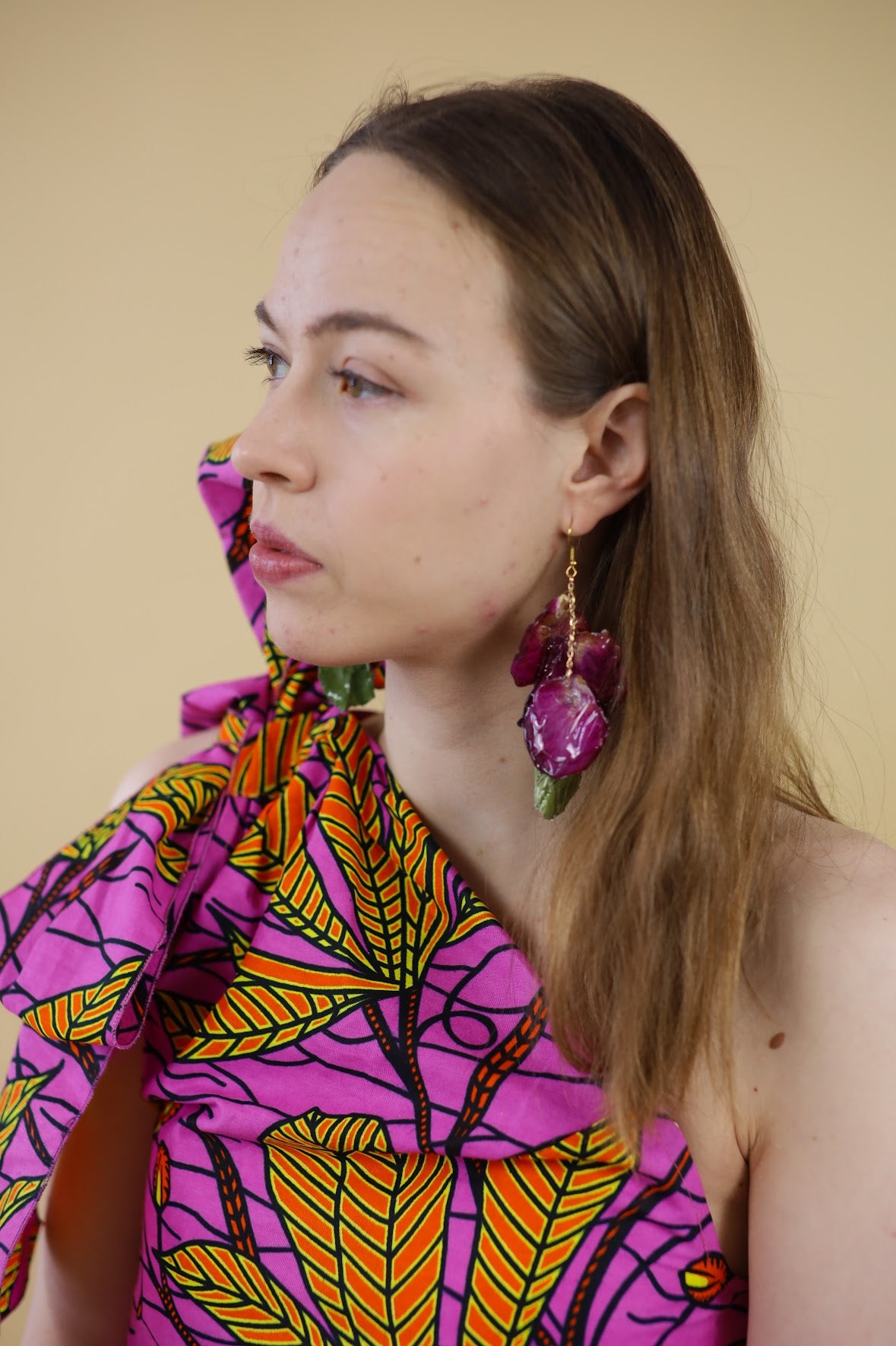 Pink Earrings made of real rose petals (several different shades)