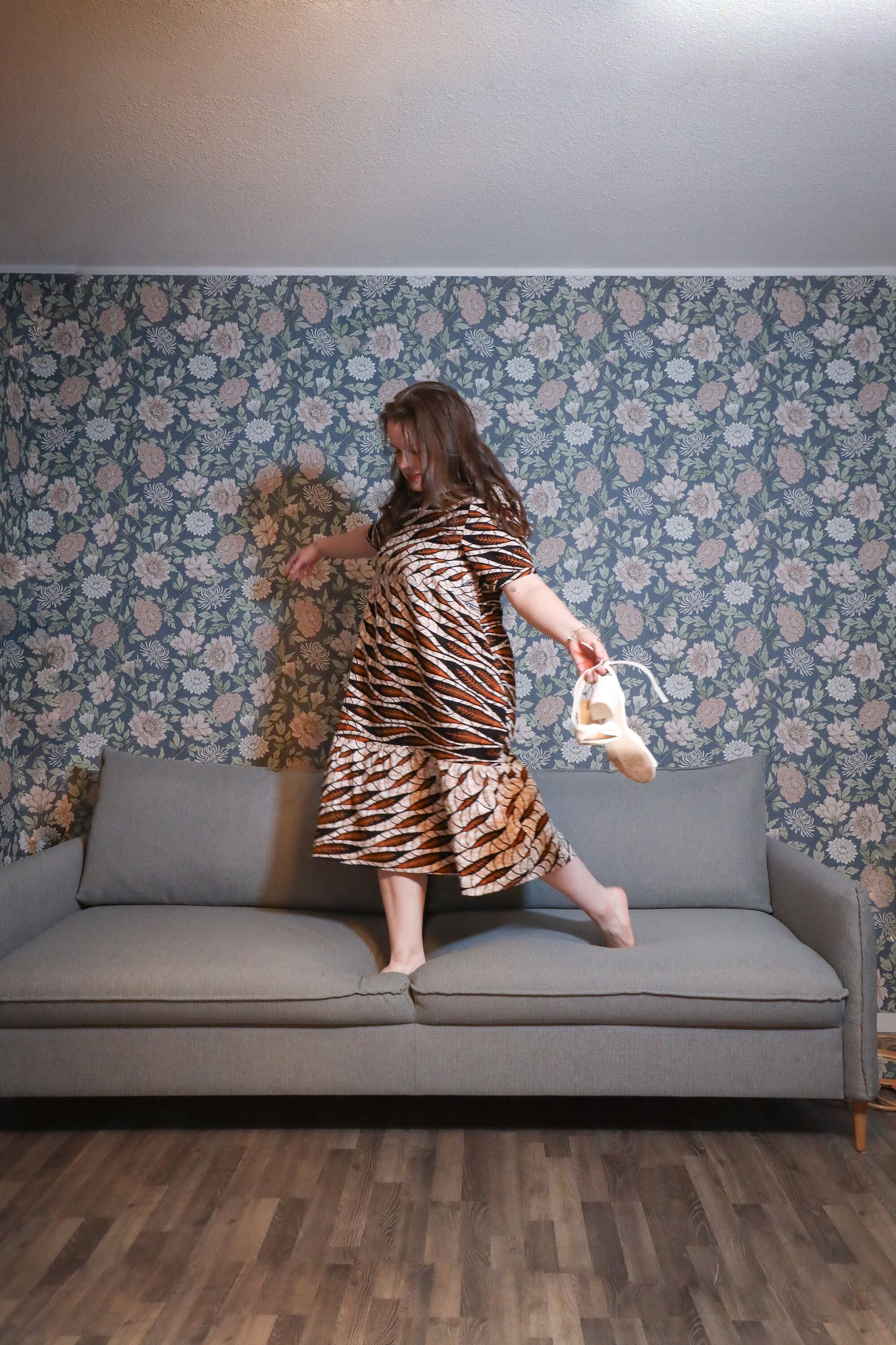 Melinda Dress leaf pattern