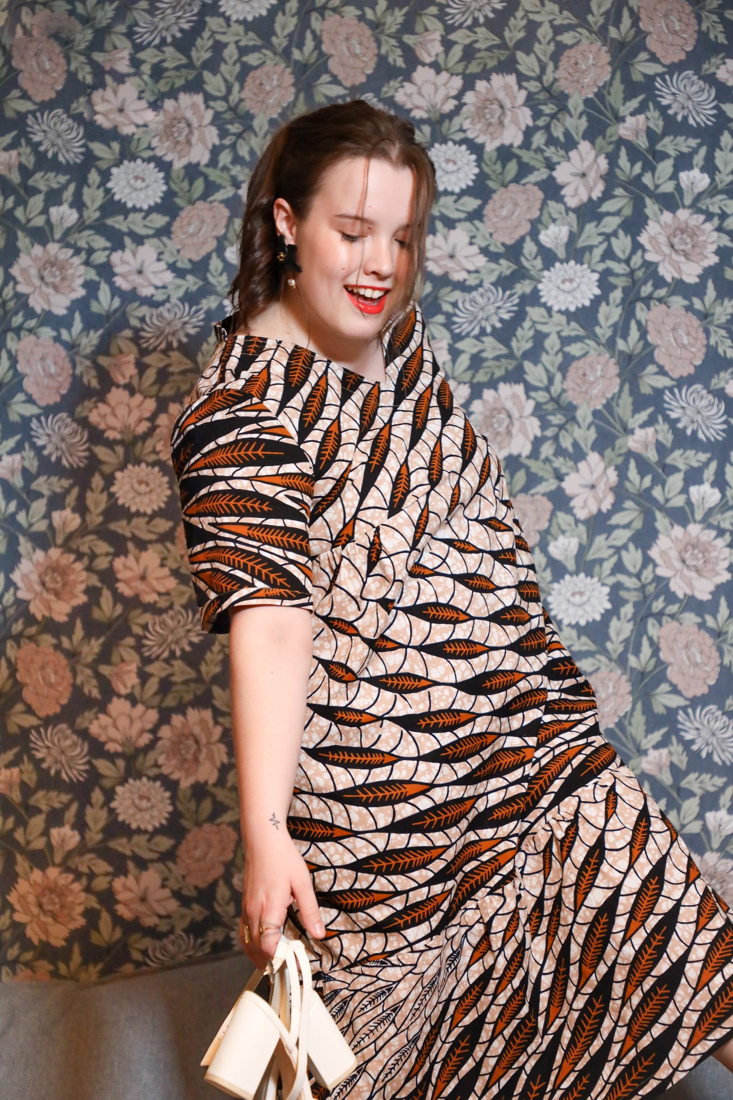 Melinda Dress leaf pattern