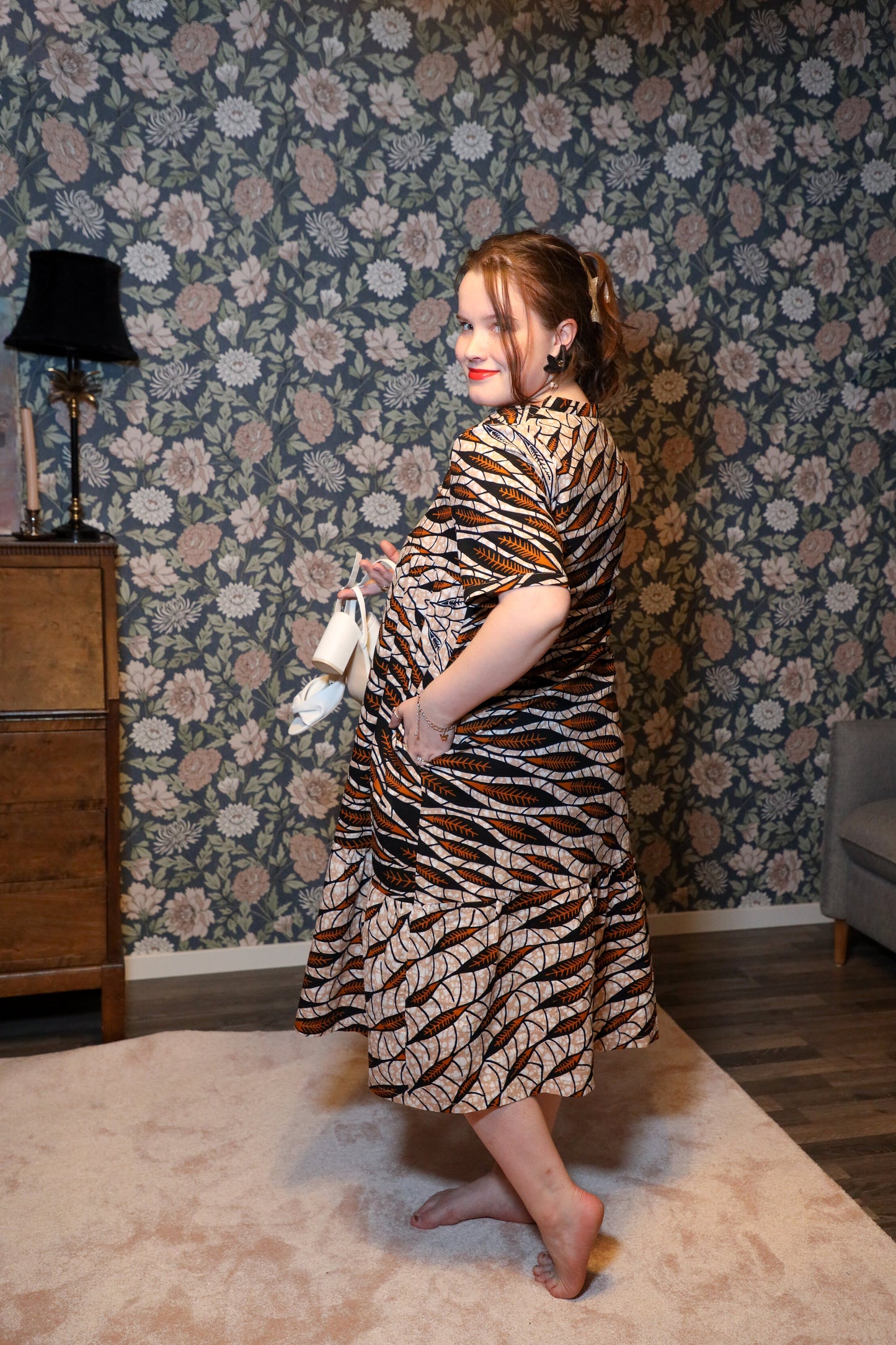 Melinda Dress leaf pattern