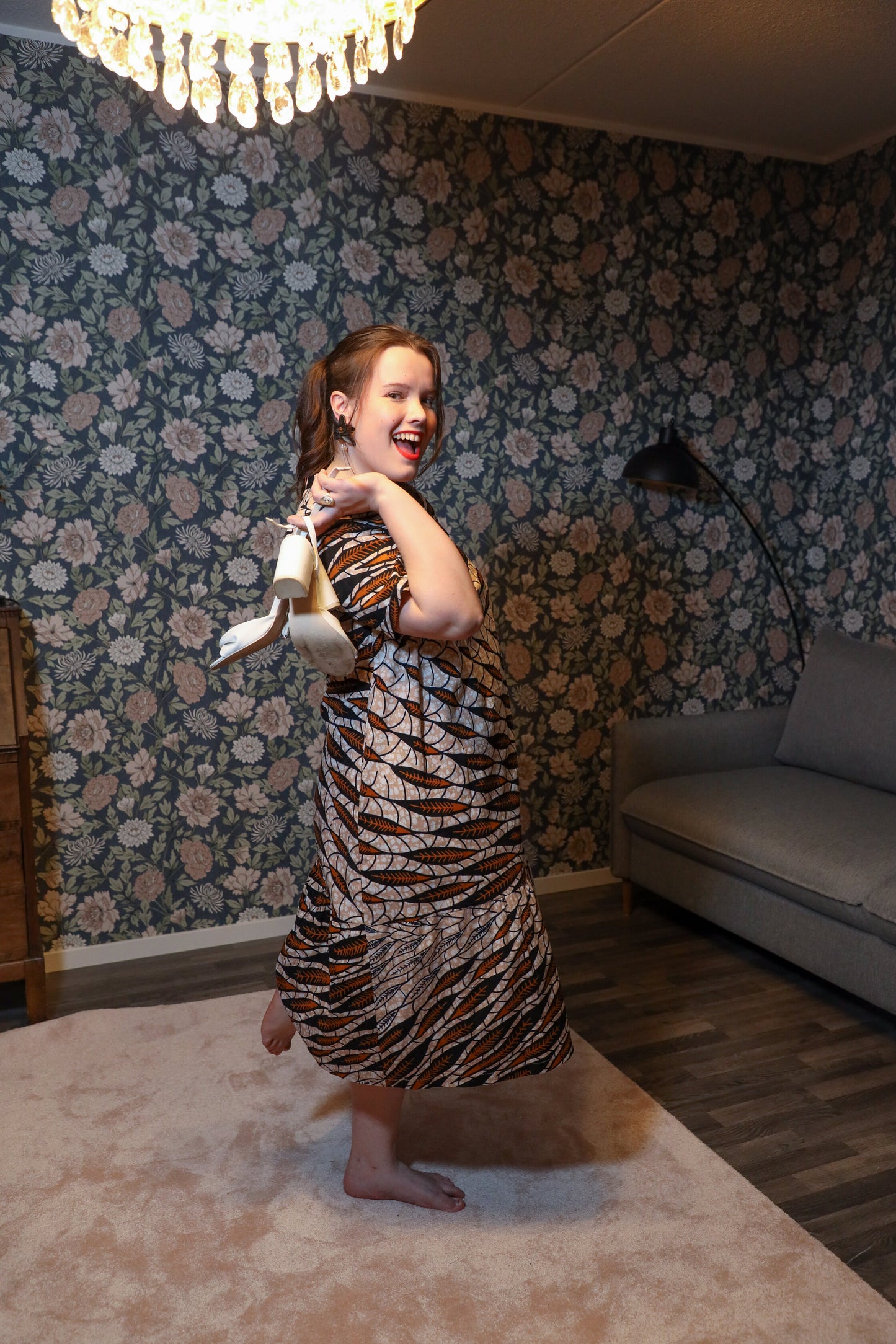 Melinda Dress leaf pattern